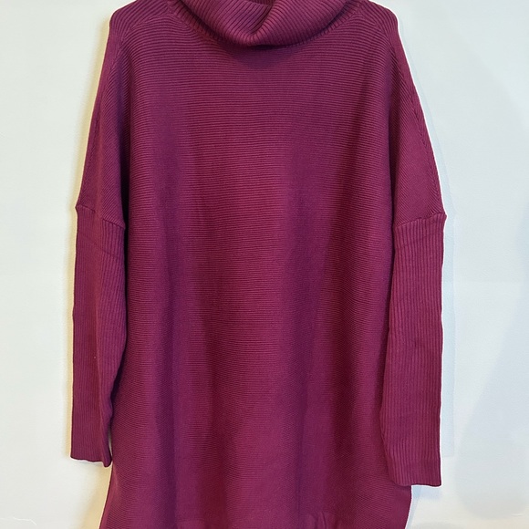 LILLUSORY Women's Turtleneck Oversized Sweater Tunic Pullover *Wine Red* - Picture 6 of 9